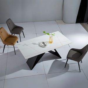 Table à manger minimaliste et chaise de tapisserie Ensemble de table à manger de conception de rectangle pour les meubles d'hôtellerie commerciale - Product Image 1