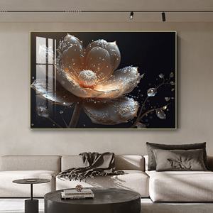 Peintures sur toile imprimées haute définition personnalisées de luxe en gros, décorations murales LED en porcelaine de cristal pour la maison - Product Image 6