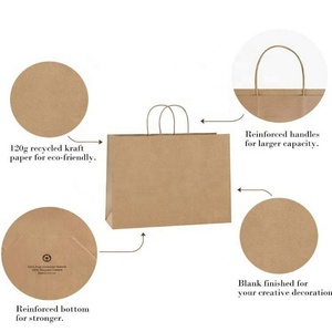 ถุงกระดาษคราฟท์พร้อมที่จับบิดสีน้ำตาลของขวัญสำหรับอาหารช้อปปิ้งโลโก้แบบกำหนดเอง - Product Image 3