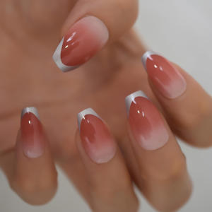 Prensa en las <span class=keywords><strong>uñas</strong></span> Ataúd con puntas francesas Ombre Pink Colors Productos de belleza brillantes Manicura - Product Image 6