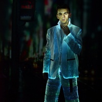 Ensemble complet clignotant Rave fibre optique rougeoyante Festival lueur lumineuse lumière LED veste de mariage costume hommes fête Blazer manteau lumineux