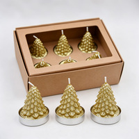 Neuheit Weihnachtsdekoration Rauchfreie Saubere Brennende 6er-Pack Silber Glitzer Stern Teelichter Neuartige Teelichtkerzen