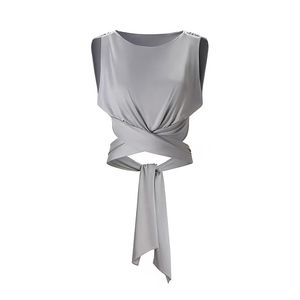 Blouse élégante blanche en polyester, décontractée, longueur genou, avec détails amples et dos nu, style crop top, idéale pour l'été - Product Image 2