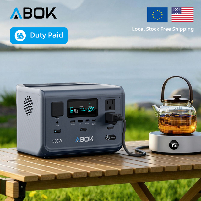 ABOK Hot Sell 300W Portable Battery Station 1Hr to Full Charge 288Wh LiFePO4 Power Supply For Travel Camping Outdoor Emergency