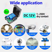 Interrupteur sans fil RF 433 MHz, récepteur et émetteur relais 2 canaux DC 12V, télécommande 3 boutons pour portail/moteur/appareil électroménager