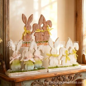 Décorations de Pâques Lapin de Pâques en Faux Bois Forme de Lapin Décoration de Bureau Maison Intérieur Fait Main Décoration de Pâques - Product Image 5