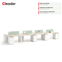 Poste de travail de bureau moderne 8 places dos à dos avec structure en acier en boucle et écran de confidentialité en tissu OEM