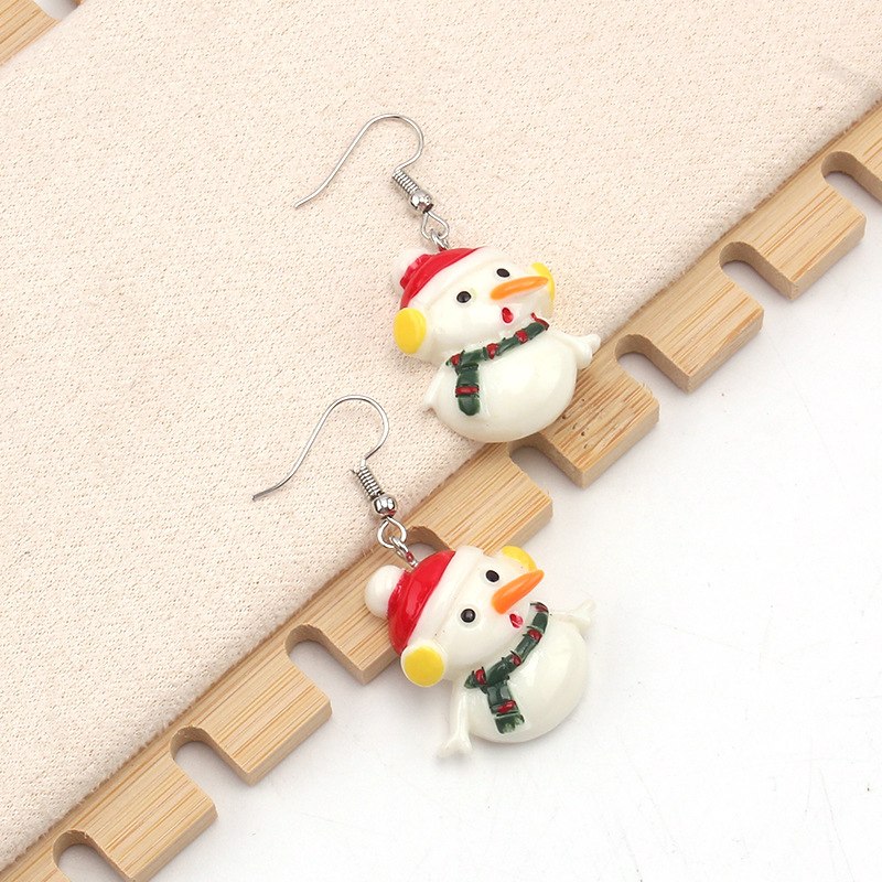 Boucles d'oreilles pendantes bonhomme de neige (la paire)