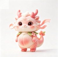 Figurine de collection personnalisée en PVC et ABS, Dragon Pêche Floqué, Mignon Dragon Chinois, Animal de Dessin Animé, Jouet Boîte Mystère, Usine OEM