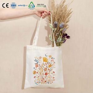 Bolsa de Lona de Algodón Ligera con Estampado Floral en Acuarela, Bolsa de Mano Delgada y Ligera Personalizada para Regalos de Galería de Arte - Product Image 1