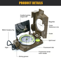 Ensemble de boussoles de poche en alliage d'aluminium Us Metal Compass Professional Hiking Camping Outdoor Survival Compass