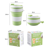 Bouteille d'eau pliable en silicone réutilisable, capacité de 350 ml, bouchon à ouverture par pression, résistante aux hautes températures, portable pour les sports de plein air