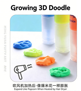 Stylos gel 3D gonflables non toxiques, 6 couleurs, marqueurs de peinture magiques DIY pour enfants, tissu, pierre, cartes, artisanat - Product Image 5