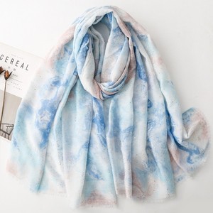 Ink Gradient Color Blocking Polyester Scarf Chinese Style Versatile Commuting Sun-protective Gold-embossed Lightweight Shawl - Product Image 1