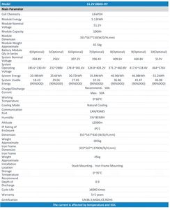 저렴한 가격 인기있는 Lifepo4 배터리 51.2V100Ah-Hv-25.6Kwh 태양 에너지 저장 시스템 탑재 배터리 팩 - Product Image 5