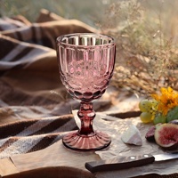 Vaisselle en gros, verres à vin vintage violets, verres à pied serpentins colorés, ensemble de verrerie 300 ml pour mariage