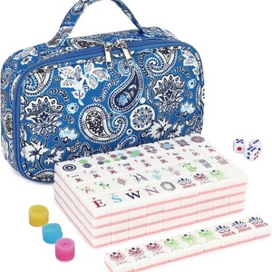 American <b>Mahjong</b> Tiles <b>Set</b> with White and Pink Acrylic Engraved <b>Mahjong</b> Tile and Portable Travel Case <b>Mahjong</b> - Product Image 4