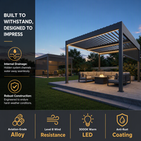 Aluminium Bioclimatische Pergola Moderne Waterdichte Tuinpergola met Afstandsbediening en Lamellen Dak voor Achtertuin Terras