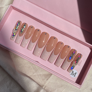Usine En Gros De Mode Acrylique Presse Sur Les Ongles À La Main De Luxe Bling Presse Sur Les Ongles <span class=keywords><strong>Manucure</strong></span> Française Sur 10 Pcs - Product Image 2
