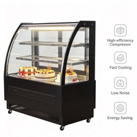Vitrine réfrigérée pour gâteaux en verre incurvé sur pied, 3 niveaux, vitrine de boulangerie commerciale