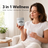 Gummies bien-être 3-en-1 aux herbes naturelles OEM/ODM, infusées au Shilajit, bonbons pour adultes, soutien immunitaire et du sommeil, stimulant quotidien sûr pour la santé, 200g