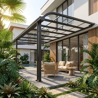 Auvent de terrasse en polycarbonate courbé et aluminium, imperméable, pour maison, véranda