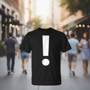 Camiseta con Diseño Gráfico de Signo de Exclamación, Negra, Talla Grande, Ropa Promocional - Product Image 3