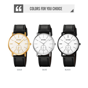 Montre chronographe ronde pour homme, bracelet en cuir de luxe, montre à quartz étanche 30M, montres en gros - Product Image 3