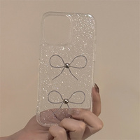 Coque de téléphone transparente scintillante avec nœud perlé et étoiles pour iPhone 18 Pro 17 16 15 14 13 12 11 Pro Max Plus, en silicone souple