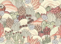 Papier peint mural personnalisé imperméable, motif cactus et succulentes pastel, dégradé doux, plantes du désert, pour chambre et salon
