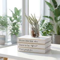 Livres décoratifs factices en carton écologique, pliables et à plat, accessoires de décoration intérieure avec mots inspirants sur le dos