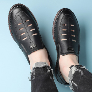 Mocassins en cuir respirant pour hommes, couleur kaki, chaussures décontractées d'été, taille adulte 866 - Product Image 2