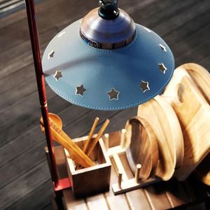 Retro <b>Star</b> Cutout Leather Lantern <b>Shade</b>, Portable <b>Lamp</b> Cover for Barebones, Outdoor Camping Atmosphere Light Accessory - Product Image 1