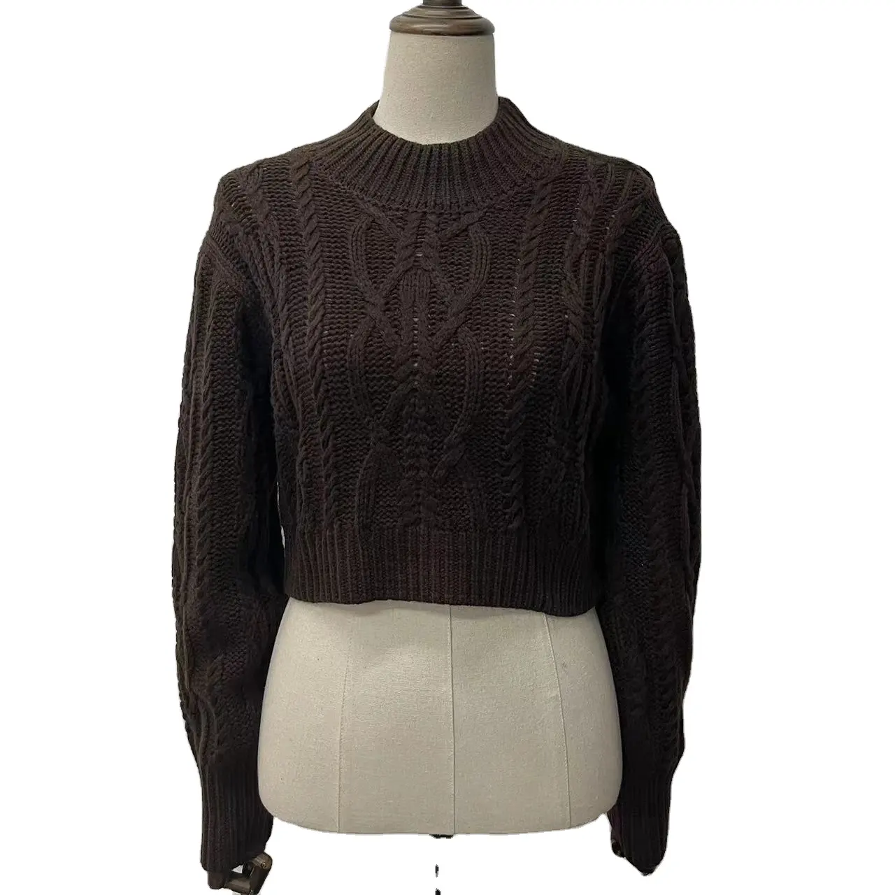 New style customize collar jumper short style crew neck knitted women's sweater