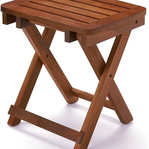 Folding Wooden <b>Stool</b> Solid Wood Rectangular Foldable Outdoor <b>Garden</b> Chair Small Curved Edge Design - Product Image 4