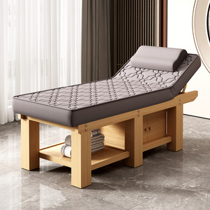 Table de massage matelassée blanche pour salon de beauté et spa, avec cadre en bois et revêtement rembourré, portable pour studio de beauté - Product Image 6