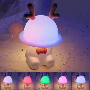 Lampe d'ambiance moderne en silicone blanc chaud LED USB, lampe de chevet mignonne, cadeau DIY, chambre d'enfant, batterie 5V, faite à la main, à intensité variable, FCC - Product Image 4