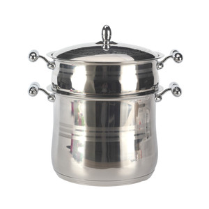 Ensemble de casseroles à vapeur en métal durable à 2 niveaux en acier inoxydable compatible avec l'induction, couvercle en verre bleu pour sauce aux boulettes de légumes - Product Image 6