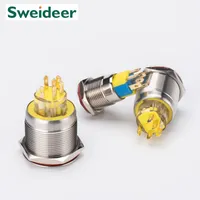 Interrupteur à bouton-poussoir métallique momentané et verrouillable Sweideer 16mm/19mm/22mm/25mm, étanche IP65, pour contrôle industriel électronique 1NO1NC