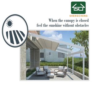 Pérgola motorizada <span class=keywords><strong>de</strong></span> aluminio para exteriores para restaurante <span class=keywords><strong>con</strong></span> toldos <span class=keywords><strong>de</strong></span> techo <span class=keywords><strong>de</strong></span> PVC plegables <span class=keywords><strong>de</strong></span> tela deslizante y retráctil - Product Image 3