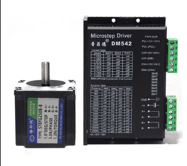 57 Stepper Motor Set 1.2N Stepper Motor 57BYG250B Including Driver DM542 Double Output Shaft 8mm