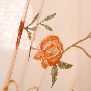 Cortinas con diseño floral de doble capa bordadas elegantes superventas de EE. UU. para ventanas, cortina de tul con cenefa - Product Image 2