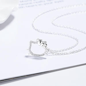 Nuova Collana <span class=keywords><strong>Hello</strong></span> <span class=keywords><strong>Kitty</strong></span> in Argento Sterling 925 con Zirconi Traforati, Gioielli da Donna - Product Image 4