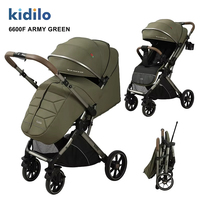 Poussette bébé pliable légère Kidilo 6600F avec cadre en alliage d'aluminium, roues 3D en PU et poignée réglable
