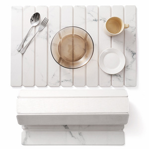 Cedar Space Dish <strong>Plates</strong> Drying <strong>Mat</strong> for Kitchen Quick Dry Dishes Placemat Foldable Water Absorbing Diatomaceous Earth <strong>Mat</strong> Pad - Product Image 3