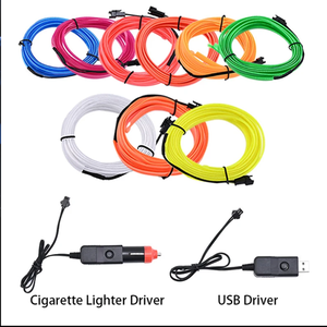 Tira de Luces LED de Neón de 5 Metros, 12V, Iluminación Ambiental para Automóvil con Encendedor de Cigarrillos y Controlador USB - Product Image 1