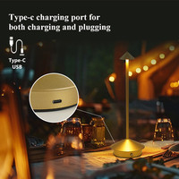 Lámpara de Mesa LED Inalámbrica Recargable de Lujo Nórdico, Ecológica, con Control Táctil, Ajustable, Metálica, Tipo-C, Luz Regulable 3000-6000K