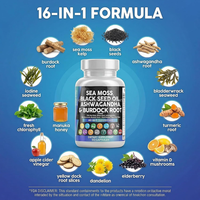 Complément Alimentaire Herbal de Haute Qualité : Mélange de Mousse de Mer Irlandaise, Huile de Nigelle, Ashwagandha et Racine de Bardane en Capsules