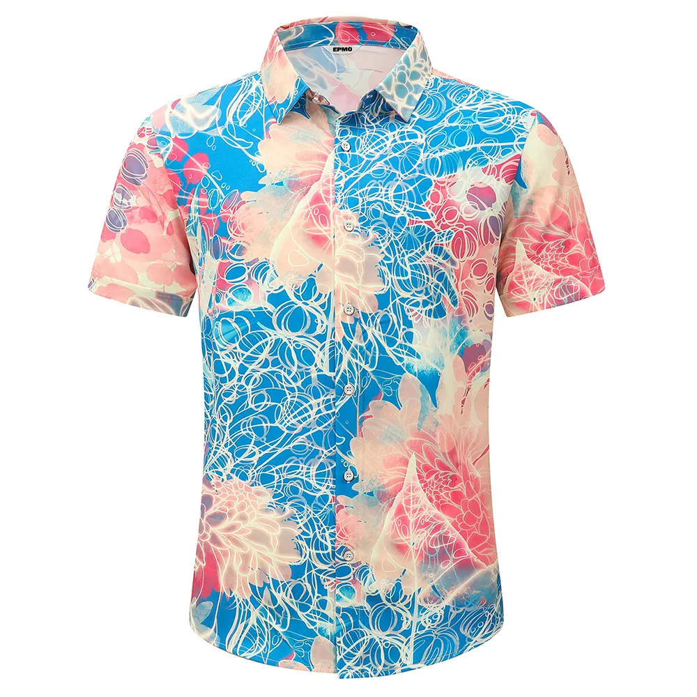 High Quality Mens Custom Hawaii Leisure polyester Shirt New Fashion Blouse Printing Summer Hawaiian Beach Shirts For Men