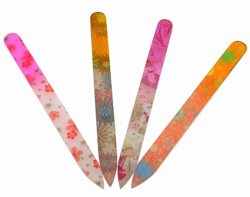 Belleza de marca profesional templado impresión completa Flor vidrio manicura herramienta de Arte de uñas punto esmalte de uñas limas de lijado